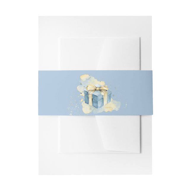 Elegant Blue and White Champagne Belly Band Invitation Belly Band (Front Example)
