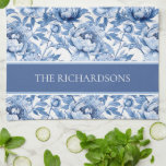 Elegant Blue and White Chinoiserie Floral Pattern Kitchen Towel<br><div class="desc">Elegant Blue and White Chinoiserie Floral Pattern kitchen towel features an elegant all-over botanical pattern inspired by classic chinoiserie artwork, blending detailed blossoms and foliage in soft blue and white tones. The intricate floral illustration creates a timeless, vintage-inspired aesthetic while maintaining a clean and refined look. A coordinating solid blue...</div>