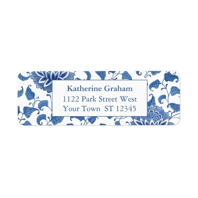 Elegant Blue And White Chinoiserie Return Address (Front)