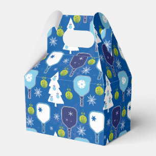 Elegant blue and white Christmas pickleball  Favor Box