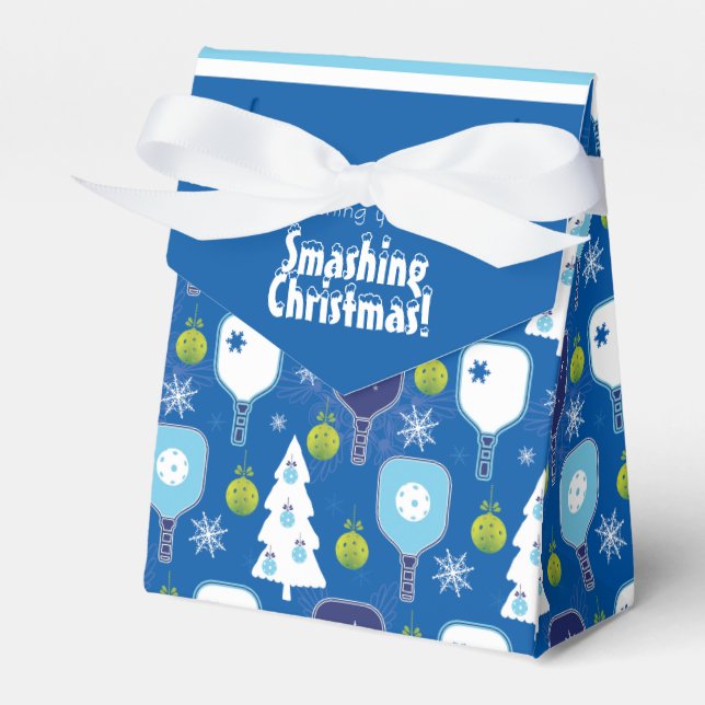 Elegant blue and white Christmas pickleball  Favou Favor Box (Front Side)