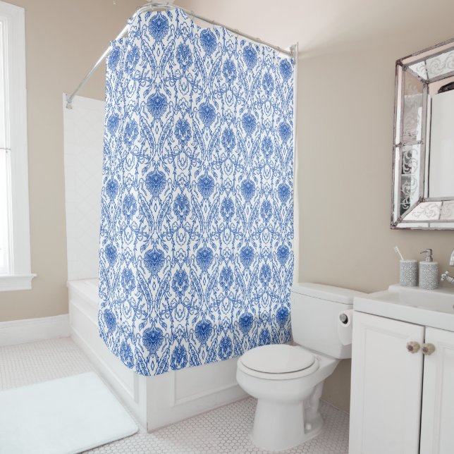 Elegant Blue and White Damask Pattern (In Situ)