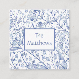 Elegant Blue and White Floral Enclosure Card