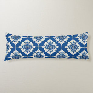 Elegant Blue and White Floral Pattern Body Pillow