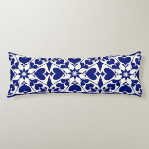 Elegant Blue and White Floral Pattern Body Pillow