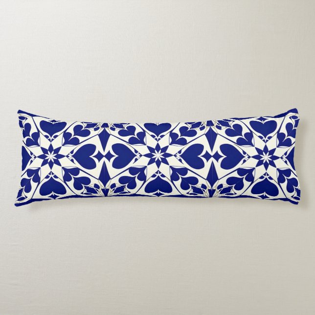 Elegant Blue and White Floral Pattern Body Pillow (Front)
