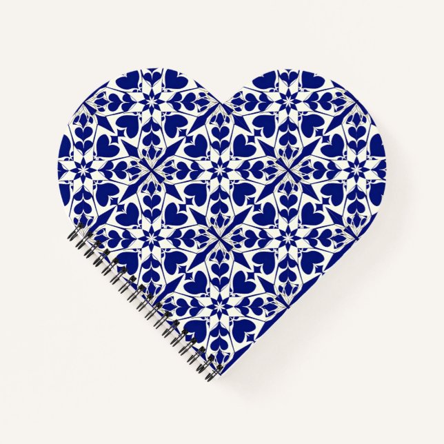 Elegant Blue and White Floral Pattern Notebook (Front)