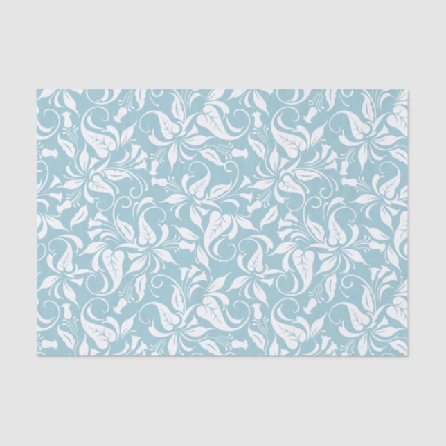 Elegant blue and white floral pattern tissue paper (Front)