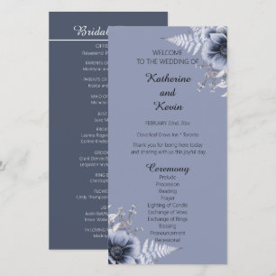 Elegant Blue and White Floral Wedding Program