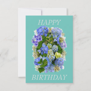 ELEGANT BLUE AND WHITE  HYDRANGEA HAPPY BIRTHDAY 