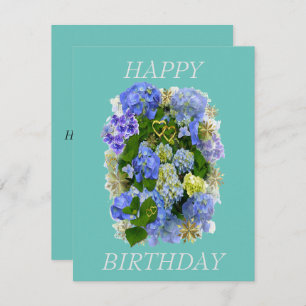 ELEGANT BLUE AND WHITE  HYDRANGEA HAPPY BIRTHDAY 