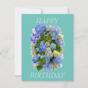 ELEGANT BLUE AND WHITE HYDRANGEA HAPPY BIRTHDAY
