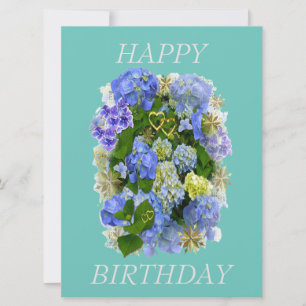 ELEGANT BLUE AND WHITE HYDRANGEA HAPPY BIRTHDAY