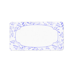 Elegant Blue and White Leaves Label