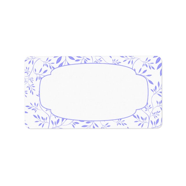 Elegant Blue and White Leaves Label (Front)