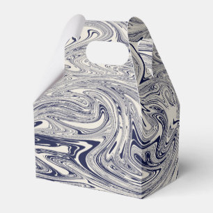 Elegant Blue and White Marble Swirl Favor Box