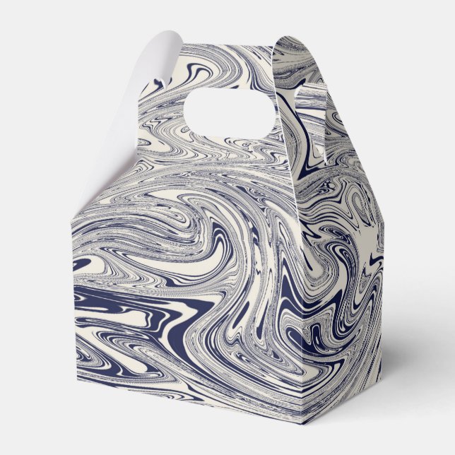 Elegant Blue and White Marble Swirl Favor Box (Front Side)