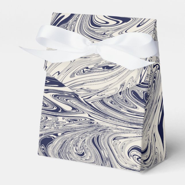 Elegant Blue and White Marble Swirl Favor Box (Front Side)