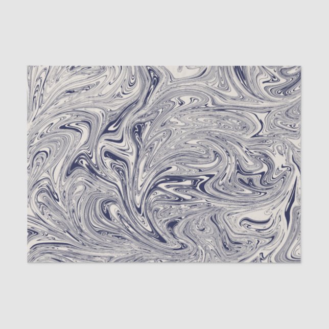 Elegant Blue and White Marble Swirl Tissue Paper (Front)