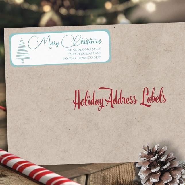 Elegant Blue And White Merry Christmas Tree (Elegant Blue And White Merry Christmas Tree Label)