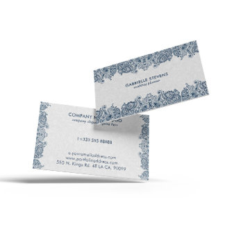 Elegant Blue And White Paisley Wedding Planner Business Card