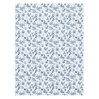 Elegant Blue and White Pine and Holly Christmas Tablecloth