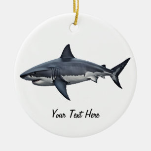 Elegant blue and white shark fish Personalized     Ceramic Ornament