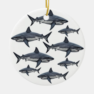 Elegant blue and white sharks fish Personalized Ceramic Ornament