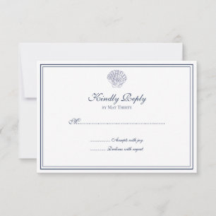 Elegant Blue and White Shell RSVP Card