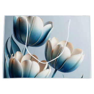 Elegant Blue and White Tulips Large Gift Bag