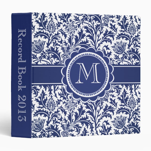 Elegant Blue and White William Morris Floral Binder (Front/Spine)