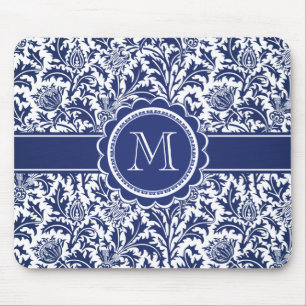 Elegant Blue and White William Morris Floral Mouse Pad