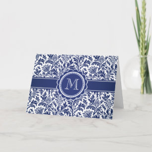 Elegant Blue and White William Morris Floral Note Card