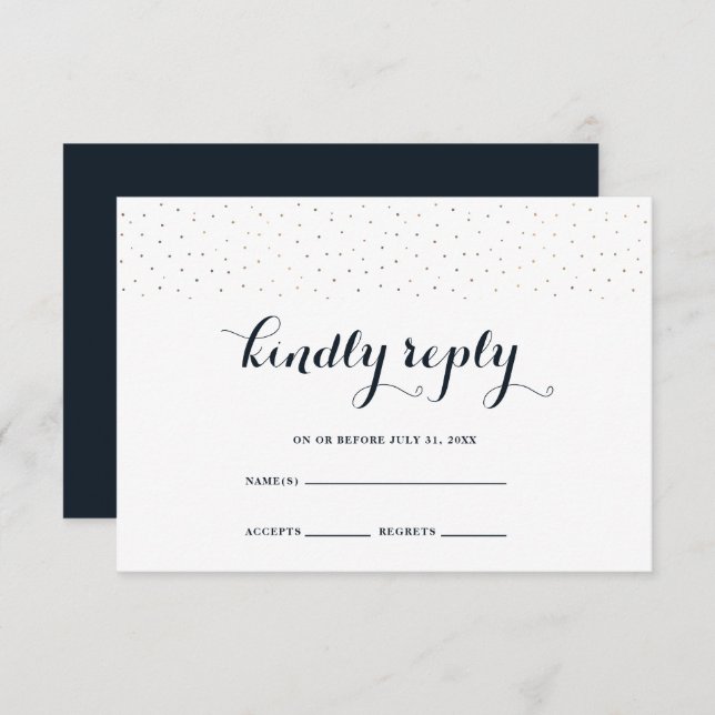 Elegant Blue and White with Delicate Dots RSVP (Front/Back)