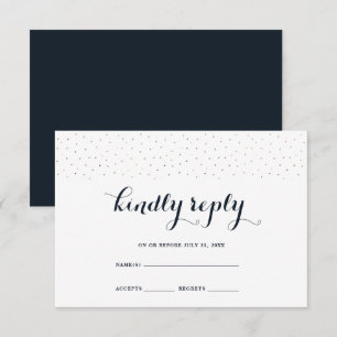 Elegant Blue and White with Delicate Dots RSVP Card