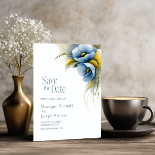 Elegant Blue and Yellow Floral Wedding Save The Date