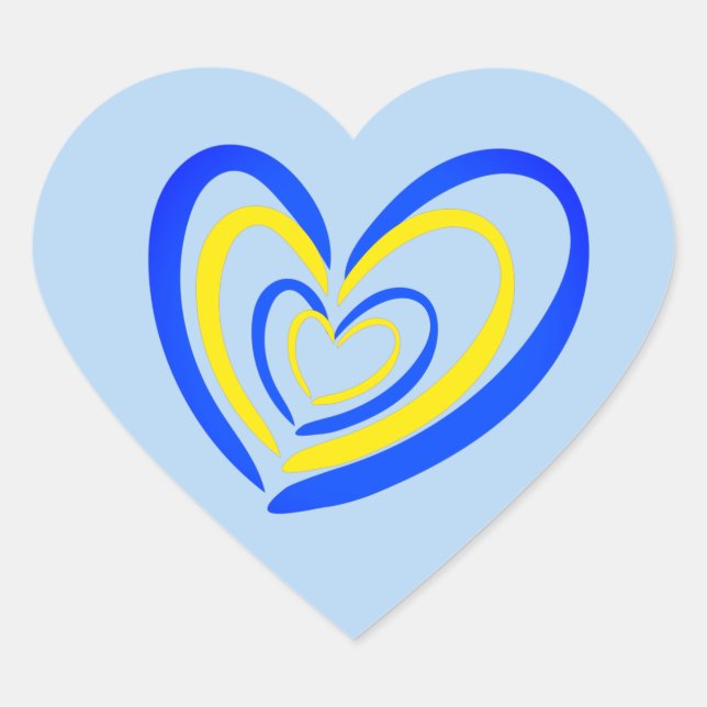 Elegant Blue and Yellow Hearts Ukraine Inspiration Heart Sticker (Front)