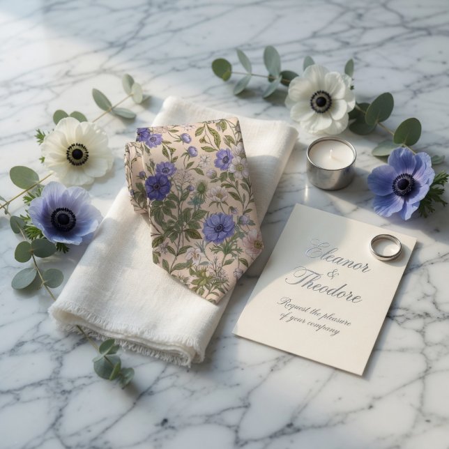 Elegant Blue Anemone Floral Tie (Creator Uploaded)