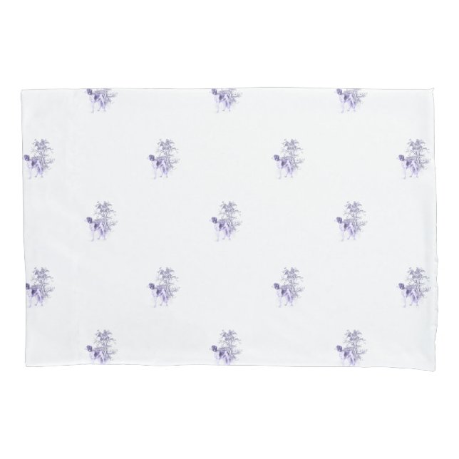 Elegant Blue Antique Dog Print  Pillowcase (Front)