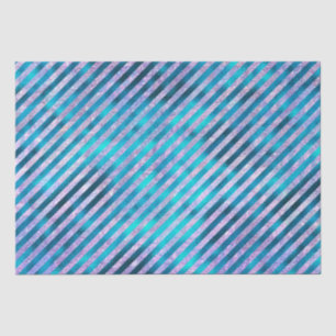 Elegant blue aqua stripes Christmas holidays Tissue Paper