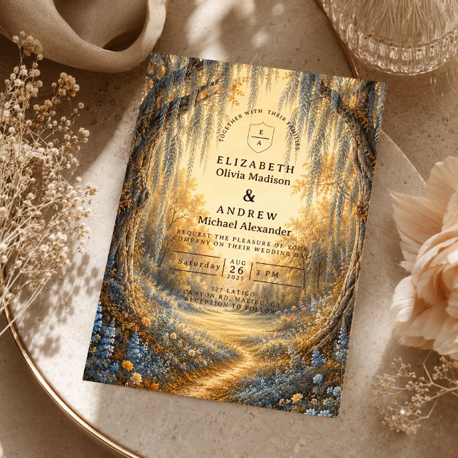 Elegant Blue Autumn Wedding Invitation (Creator Uploaded)