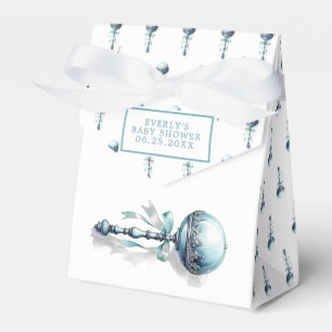 Elegant Blue Baby Rattle Boy Baby Shower Favor Box
