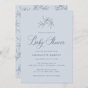 Elegant Blue Baby Shower Invitation
