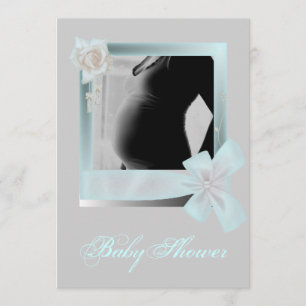 Elegant Blue Baby Shower Photo Invitation