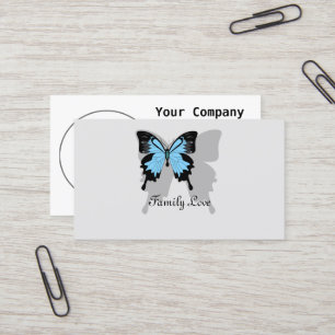 Elegant Blue Backed Butterfly Shadow Monogram Business Card