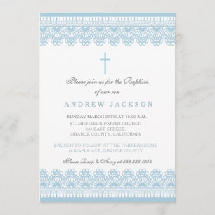 Elegant Blue Baptism/Christening Invitation