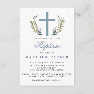 Elegant Blue Baptism/Christening Invitation