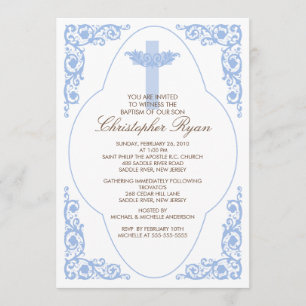 Elegant Blue Baptism Invitation
