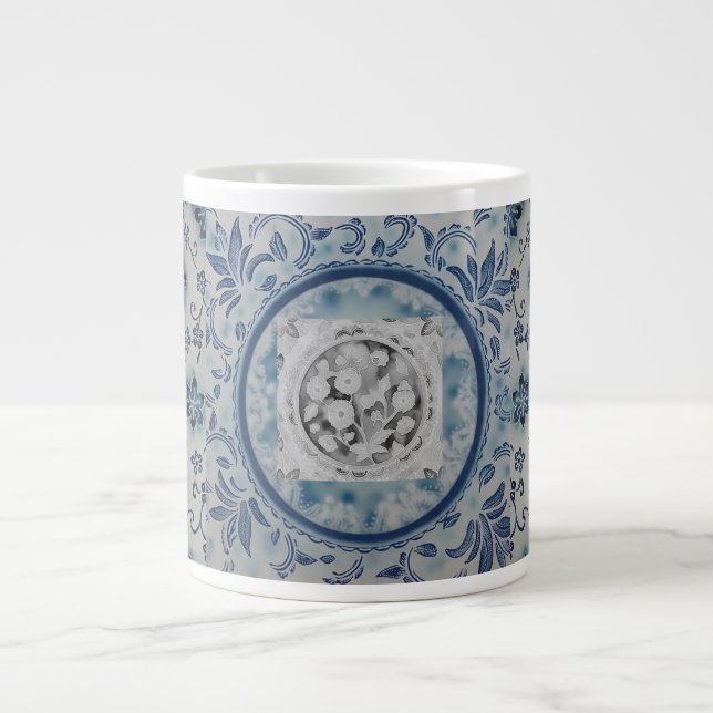Elegant Blue Batik Specialty Mug (Front)