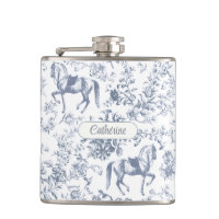 Elegant Blue Beige Equestrian Floral Toile Name